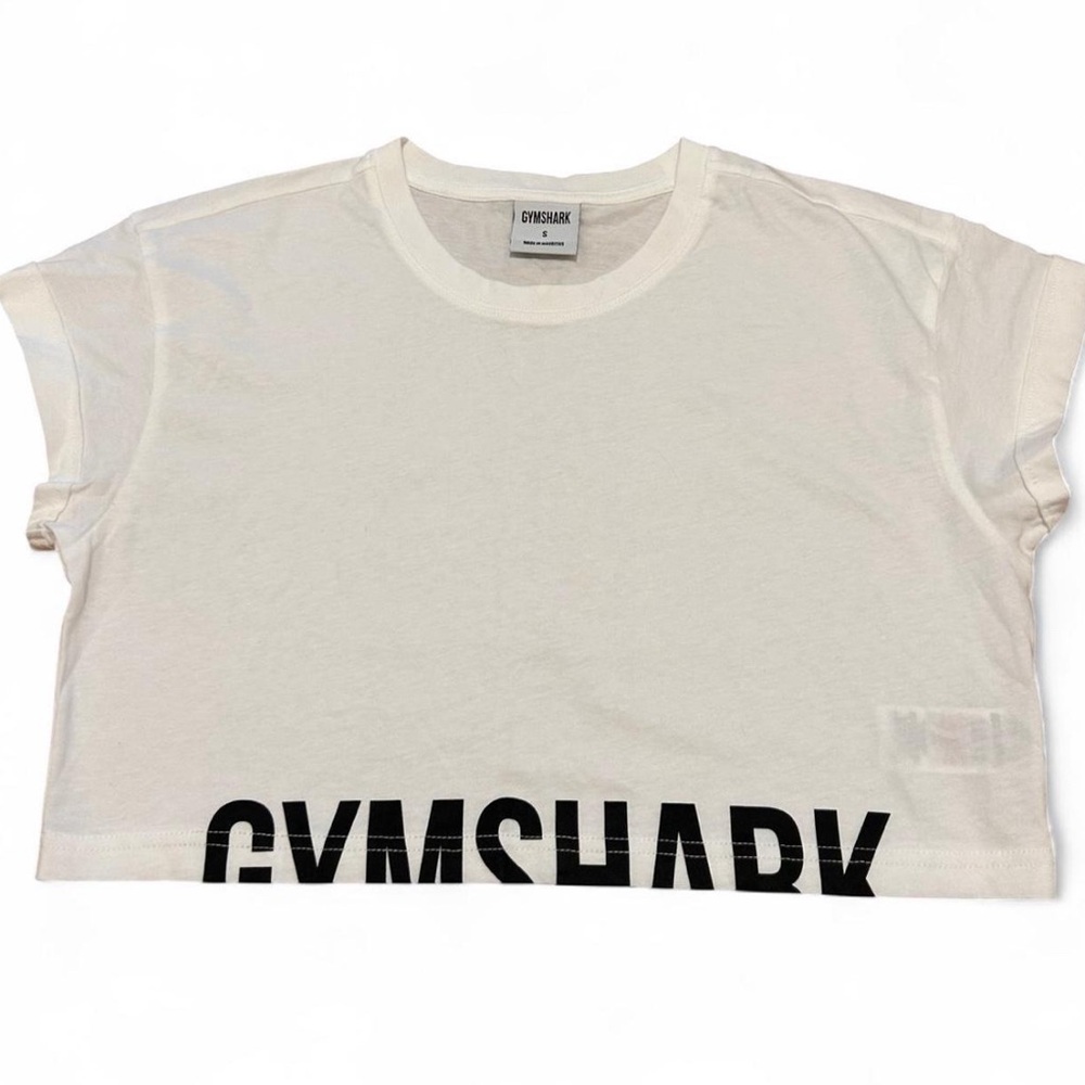 Gymshark White Logo Crop Tee Women’s Size Small